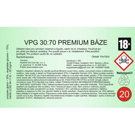 Booster 10x10ml Inawera VPG Premium 30/70 - 20mg/ml